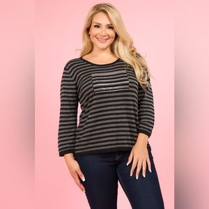 Striped Sequin Soft and Warm Sweater